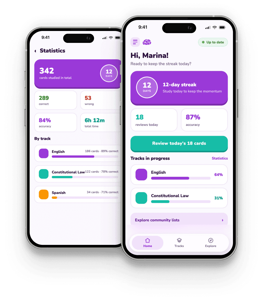 The Memorize app open on a study session