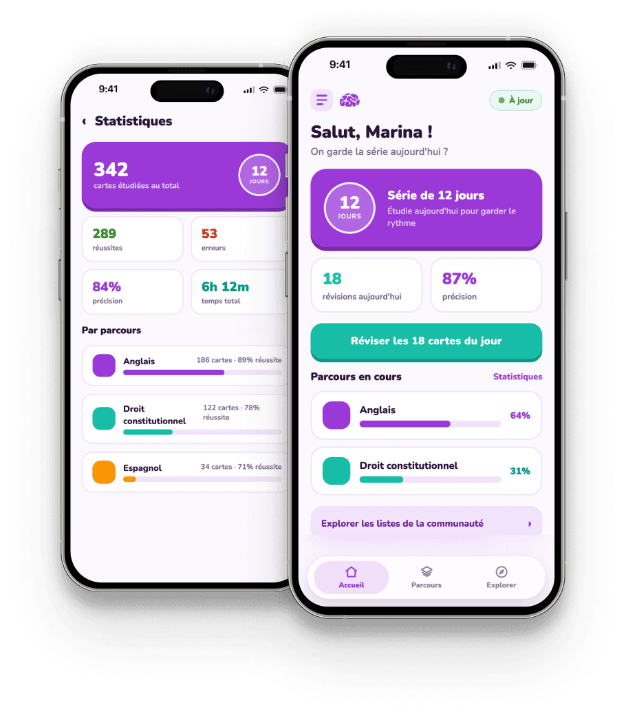 L’application Memorize ouverte sur une session d’étude