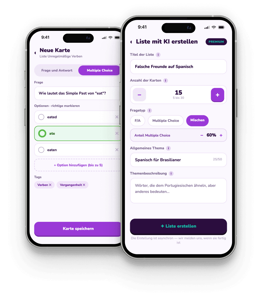 Bildschirm der Memorize-App