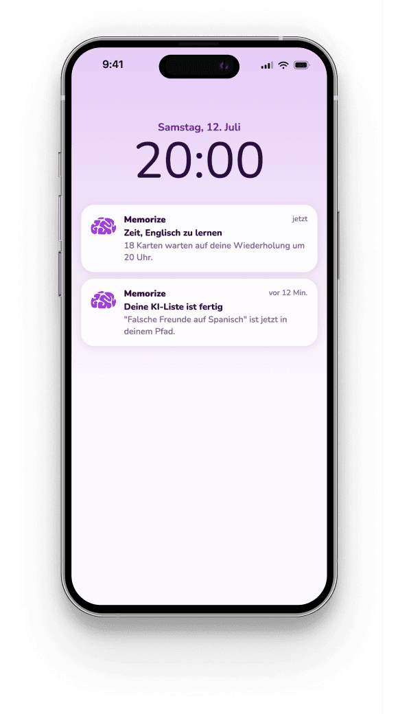 Bildschirm der Memorize-App