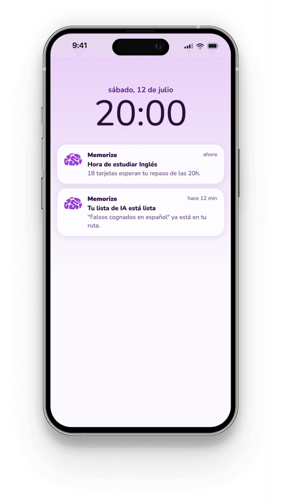 Pantalla de la app Memorize